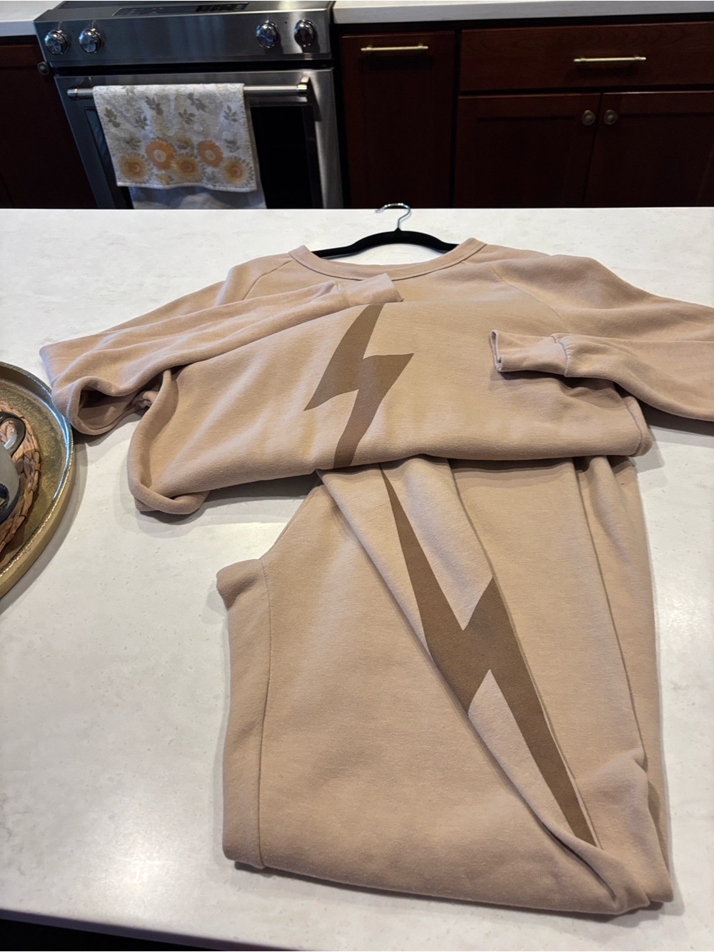 Aviator Nation Beige Sweatshirt with Yellow Logo Accent